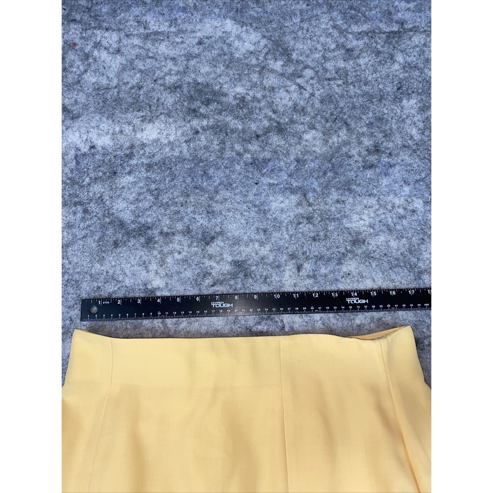 Vintage ESCADA Margetha Ley Germany Yellow Ruffle Hem Mini Wool Skirt Size 42 - Picture 7 of 9
